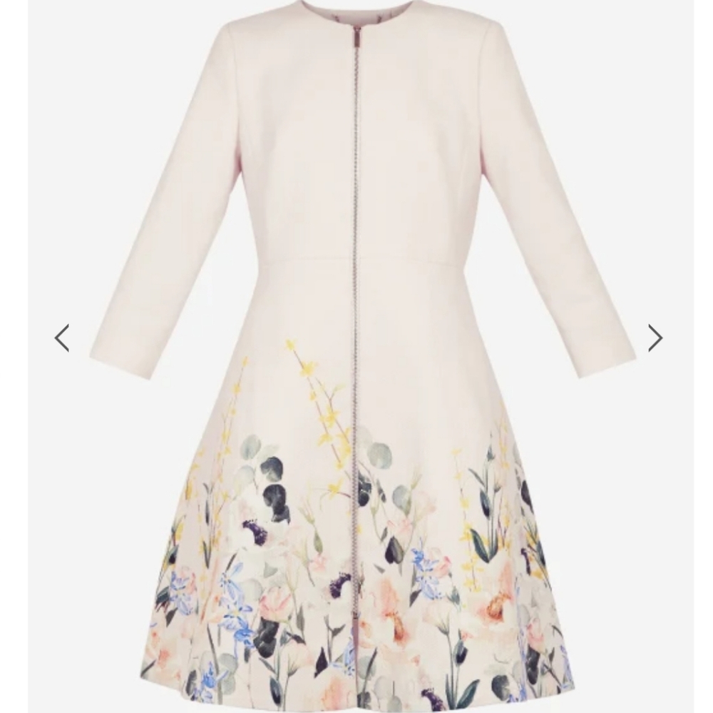 🍒NWT🍒 TED BAKER PALE PINK TEXTURED DRESS COAT - Picture 8 of 10